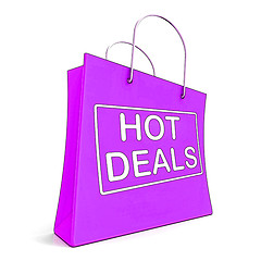 Image showing Hot Deals On Shopping Bags Shows Bargains Sale And Saving