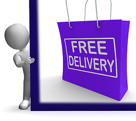 Image showing Free Delivery Shopping Sign Showing No Charge Or Gratis To Deliv