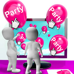 Image showing Party Balloons Represent Internet Parties and Invitations