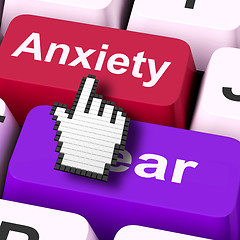 Image showing Anxiety Fear Keys Mouse Means Anxious And Afraid