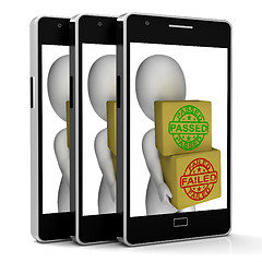 Image showing Passed And Failed Boxes Mean Product Testing Or Validation