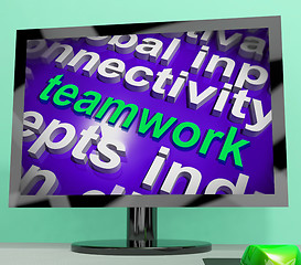 Image showing Teamwork Word Cloud Shows Combined Effort And Cooperation