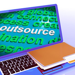 Image showing Outsource Word Cloud Laptop Shows Subcontract And Freelance