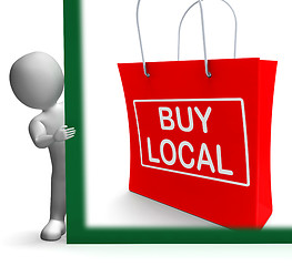 Image showing Buy Local Shopping Bag Shows Buy Nearby Trade