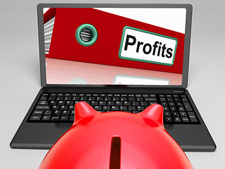 Image showing Profits Laptop  Means Financial Earnings And Acquisition