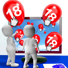 Image showing Number 18 Balloons from Monitor Show Internet Invitation or Cele