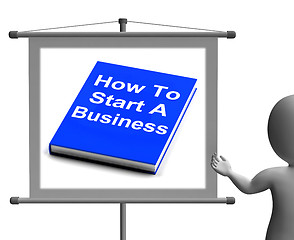 Image showing How To Start A Business Book Sign Shows Begin Company Partnershi