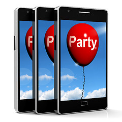 Image showing Party Balloon Phone Represents Parties Events and Celebrations