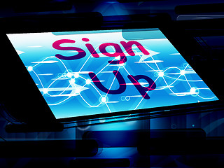 Image showing Sign Up On Screen Shows Join Membership Register