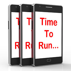 Image showing Time To Run Smartphone Means Short On Time And Rushing