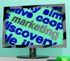 Image showing Marketing Word Shows Advertising Promoting And Selling