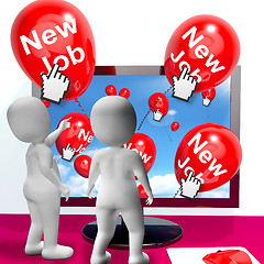 Image showing New Job Balloons Show Internet Congratulations for New Jobs