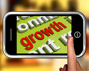 Image showing Growth In Word Cloud Phone Means Get Better Bigger And Developed