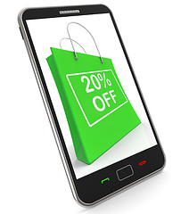 Image showing Shopping Bag Shows Sale Discount Twenty Percent Off 20