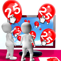 Image showing Number 25 Balloons from Monitor Show Internet Invitation or Cele