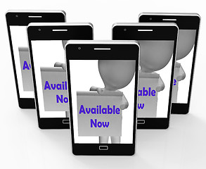 Image showing Available Now Sign Phone Shows Open Or In Stock