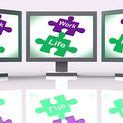 Image showing Work Life Puzzle Shows Balancing Job And Relaxation