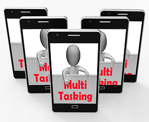 Image showing Multitasking Phone Means Doing  Multiple Tasks Simultaneously