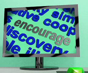 Image showing Encourage Word Screen Means Motivation Inspiration And Support