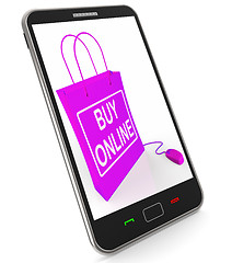 Image showing Buy Online Phone Shows Internet Availability for Buying and Sale