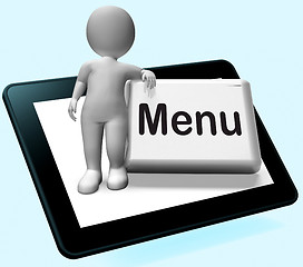Image showing Menu Button With Character  Shows Ordering Food Menus Online