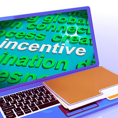 Image showing Incentive Word Cloud Laptop Shows Bonus Inducement Reward