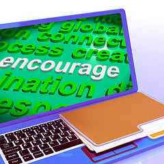 Image showing Encourage Word Cloud Laptop Shows Promote Boost Encouraged