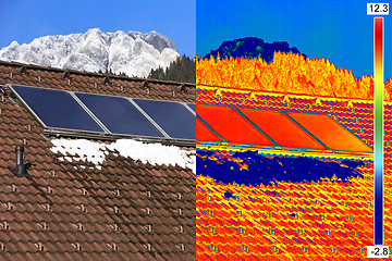 Image showing Infrared and real image of Solar Panels 