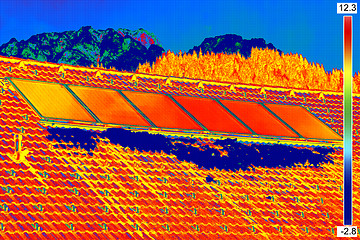 Image showing Thermovision image of Photovoltaic Solar Panels