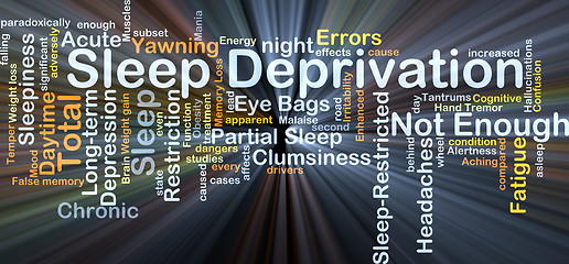 Image showing Sleep deprivation background concept glowing