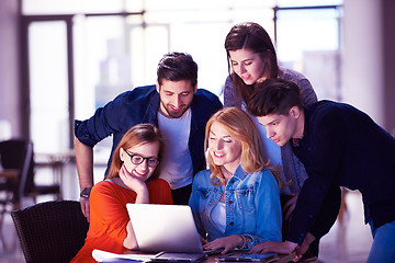 Image showing students group working on school  project  together