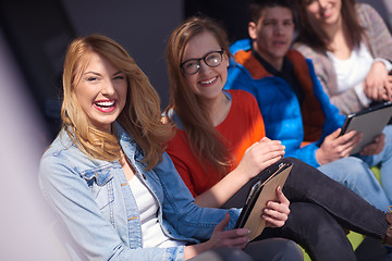 Image showing students group working on school  project  together