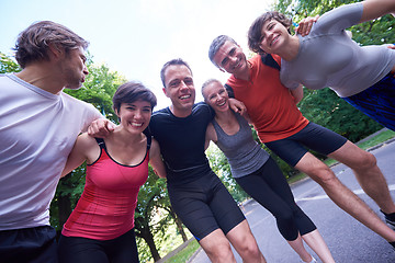 Image showing jogging people group have fun