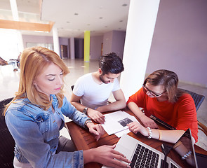 Image showing students group working on school  project  together