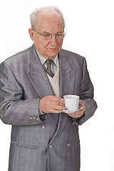 Image showing Senior man with tea cup