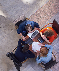 Image showing students group working on school  project  together