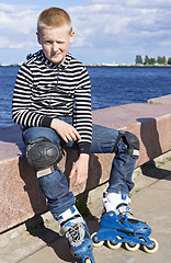 Image showing Young boy rollerblader