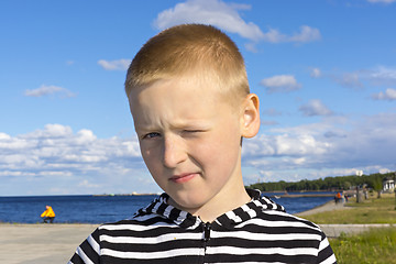 Image showing Outside portrait of boy in city