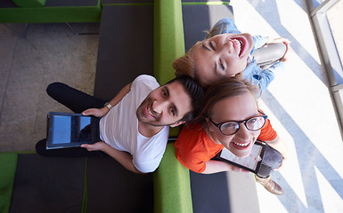 Image showing students group working on school  project  together