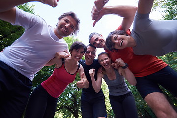 Image showing jogging people group have fun