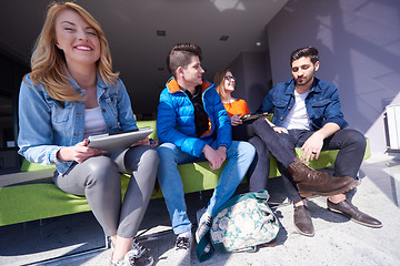 Image showing students group standing together as team