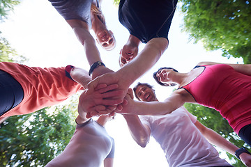 Image showing jogging people group have fun