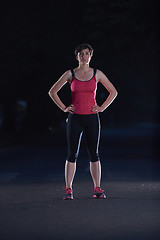 Image showing woman  stretching before morning jogging