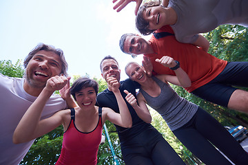 Image showing jogging people group have fun