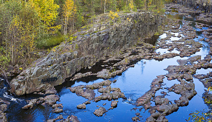 Image showing Riverbed in canyon of volcanic rock in forest