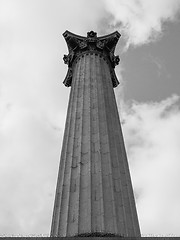 Image showing Black and white Nelson Column in London