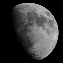 Image showing Black and white Gibbous moon