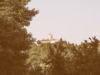 Image showing Retro looking Monte Cappuccini church in Turin