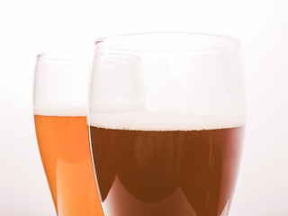 Image showing Retro looking Two glasses of German beer