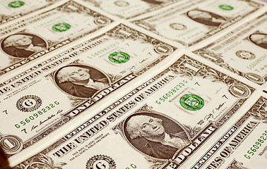 Image showing Retro look Dollar notes 1 Dollar